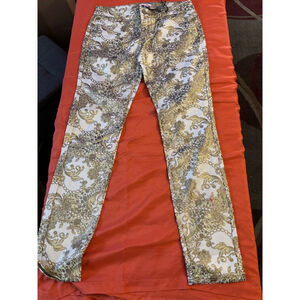 Women's Hot Kiss Skinny Jeans Juniors 9 Gold White